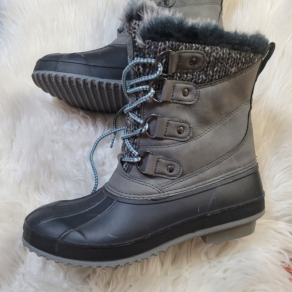 Women's Gray and Black Winter Boots - Picture 2 of 10